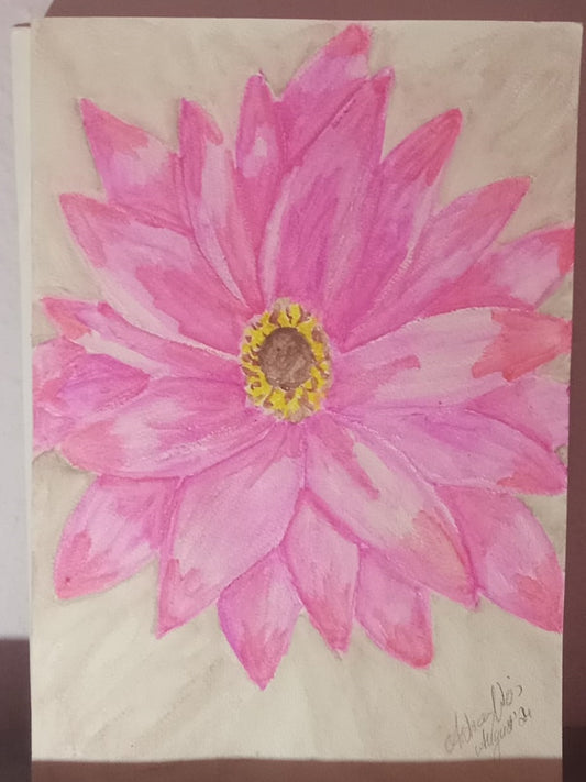 Rosa Dahlie Aquarell DIN A4